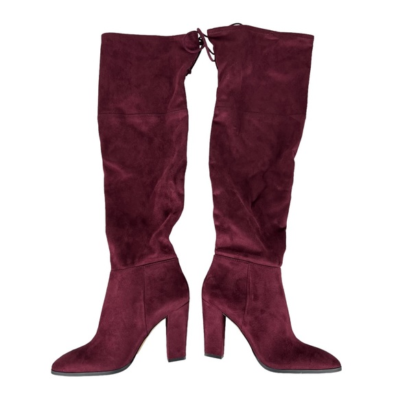 VINCE CAMUTO TAPLEY Burgundy Thigh High Block Heel Long Boots - Picture 8 of 14